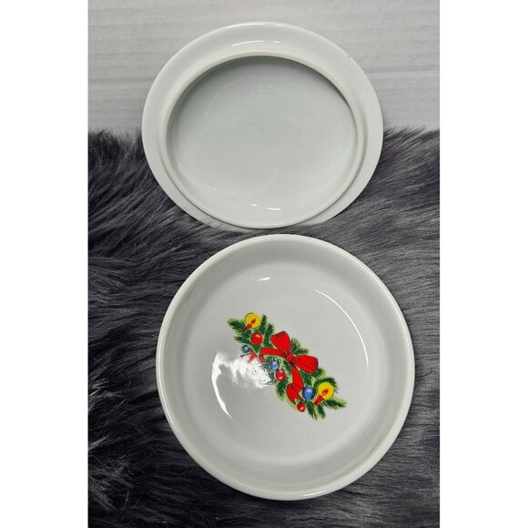Jamestown China Christmas Treasure Ceramic Trinket Box Candy/Sugar Dish Japan - Picture 4 of 6